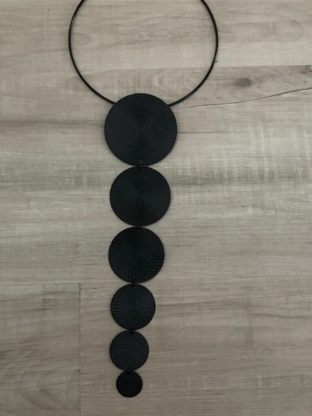 Modern Disc Statement Necklace ▪︎ 6 Tier ▪︎ Onyx ▪︎ Long Drop 14.5" - Picture 11 of 16